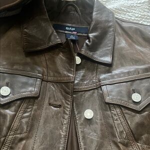 Vintage Gap Distressed Brown Leather Jacket
